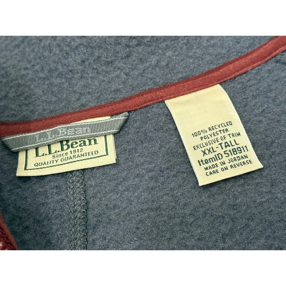 L.L. Bean Katahdin Full Zip‎ Gray Midweight Sherpa Fleece Jacket XXL Tall 518911